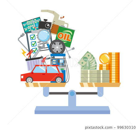 錢在車上的形象插圖 99630310