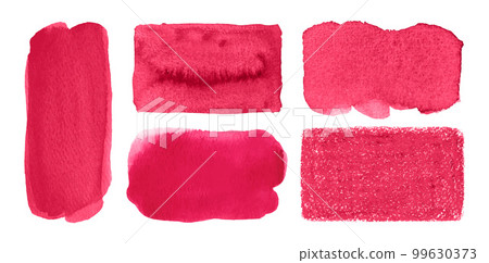 Hand painted brush strokes. Viva Magenta watercolor spots isolated on white background Hand painted brush strokes. Viva Magenta watercolor spots isolated on white background 99630373