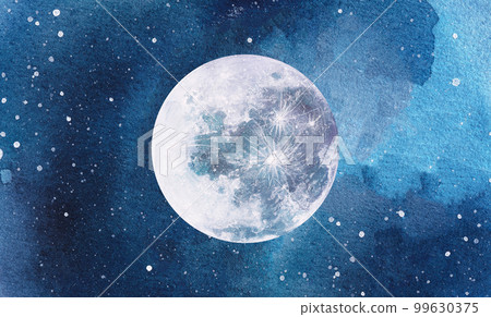 Abstract watercolor night sky with full moon illustration Abstract watercolor night sky with full moon illustration 99630375