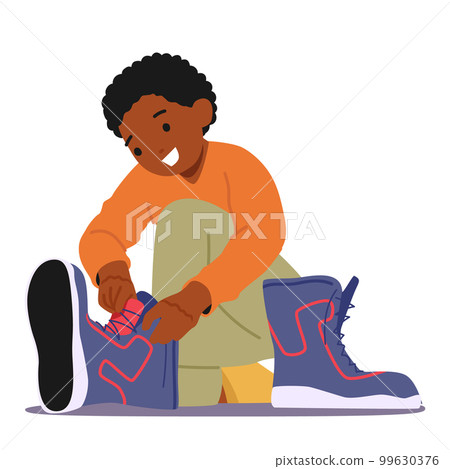 Little African American Boy Attempting To Fit Into His Fathers Shoes Isolated On White Background. Family Relation 99630376