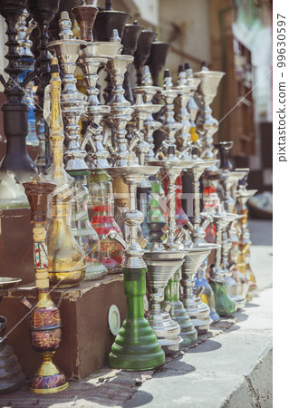 Counter with hookahs in the old town of Egypt Counter with hookahs in the old town of Egypt 99630597