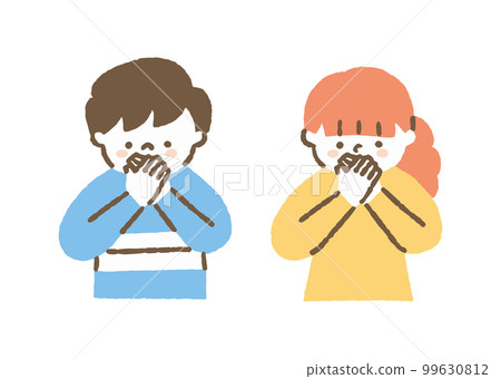 孩子們用雙手摀住嘴_color 孩子們用雙手摀住嘴_color 99630812