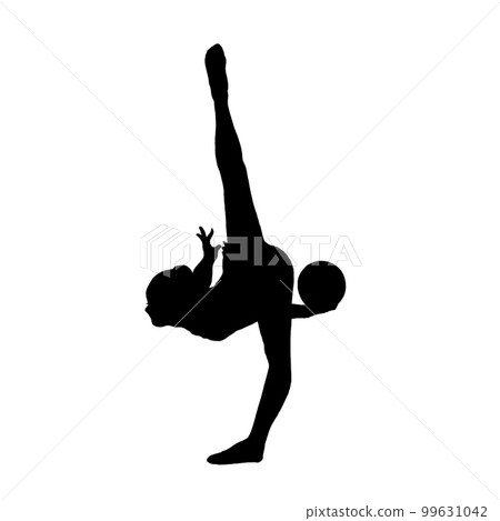 Silhouette of a woman performing rhythmic gymnastics ball 99631042
