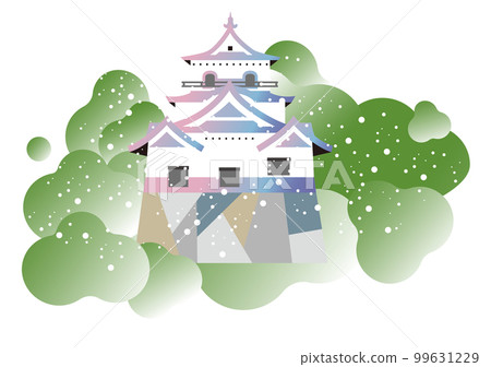 The castle tower of Hikone Castle. A beautiful park and a view of the castle. 99631229