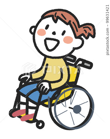 輪椅女孩笑著說話插圖素材 99631421