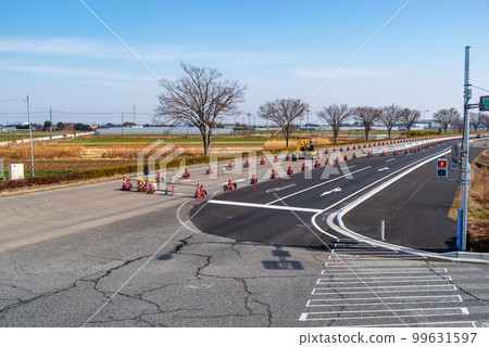 Work to increase the number of lanes on the main road Bird's-eye view of the upward direction of National Route 17 Jobu Road 2023.02 b-1 99631597