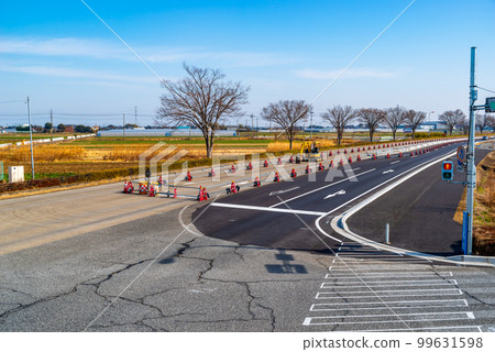 Work to increase the number of lanes on the main road Bird's eye view of the upward direction of National Route 17 Jobu Road 2023.02 b-2 High saturation Work to increase the number of lanes on the main road Bird's eye view of the upward direction of National Route 17 Jobu Road 2023.02 b-2 High saturation 99631598