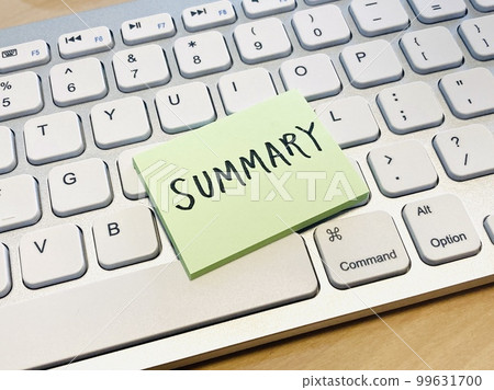 A sticky note written as a summary and a PC 99631700