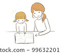 A mother and a child who open a book at a desk and study together 99632201