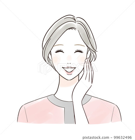 Esthetician touching cheeks with a smile Esthetician touching cheeks with a smile 99632496