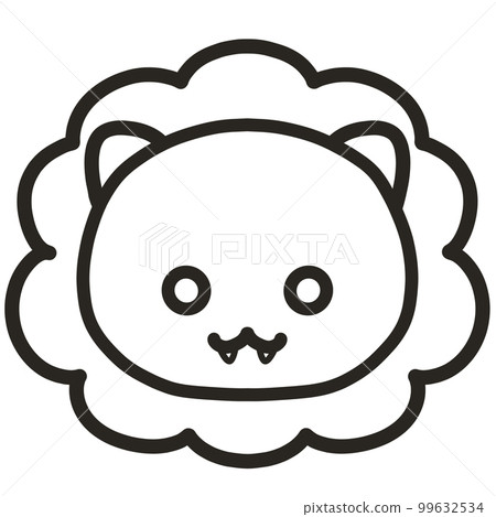 Hand-drawn illustration of a lion monochrome 99632534