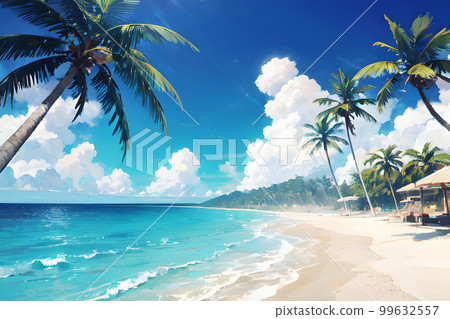 Tropical beach summer sea vacation illustration Tropical beach summer sea vacation illustration 99632557