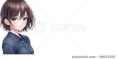 短髮女人插畫 99632850