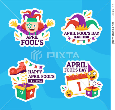 Happy April Fools Day Label Flat Cartoon Hand Drawn Templates Background Illustration Happy April Fools Day Label Flat Cartoon Hand Drawn Templates Background Illustration 99633163
