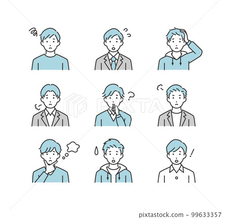 Illustration icon set of men with negative emotions 99633357