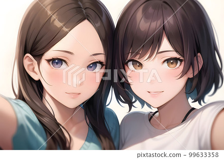 兩個女人自拍的插圖 99633358