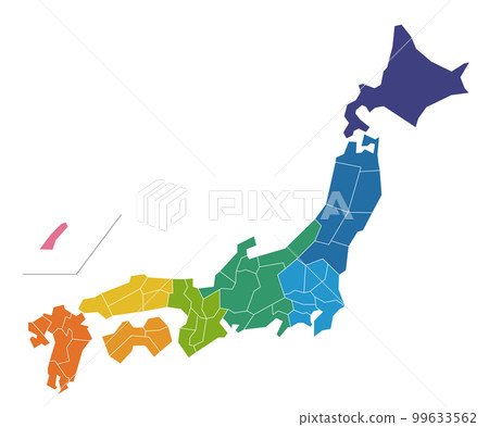 日本風格的日本地圖。高畫質高清晰畫線空白地圖日本列島 99633562