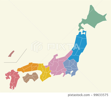 日本風格的日本地圖。高畫質高清晰畫線空白地圖日本列島 99633575