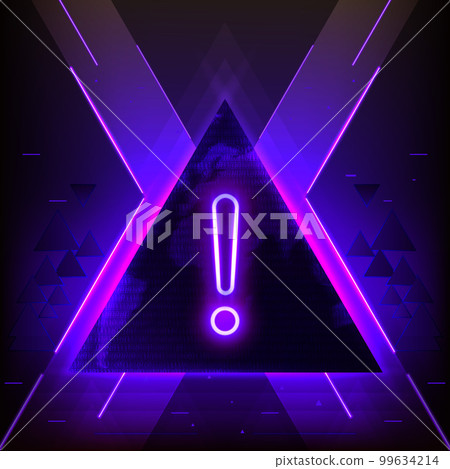 Attention Danger Hacking. Neon Symbol on Purple Map Background. Security protection, Malware, Hack Attack, Data Breach Concept. System hacked error,Attacker alert sign computer virus.Ransomware.Vector Attention Danger Hacking. Neon Symbol on Purple Map Background. Security protection, Malware, Hack Attack, Data Breach Concept. System hacked error,Attacker alert sign computer virus.Ransomware.Vector 99634214