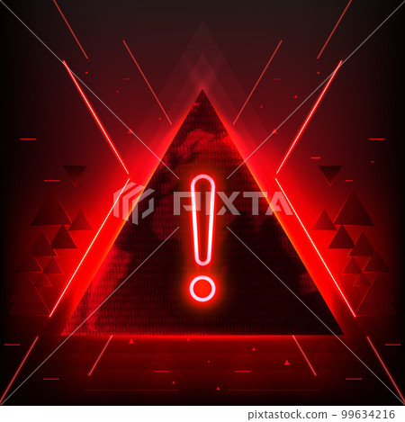 Attention Danger Hacking. Neon Symbol on Red Map Background. Security protection, Malware, Hack Attack, Data Breach Concept. System hacked error, Attacker alert sign computer virus. Ransomware. Vector Attention Danger Hacking. Neon Symbol on Red Map Background. Security protection, Malware, Hack Attack, Data Breach Concept. System hacked error, Attacker alert sign computer virus. Ransomware. Vector 99634216