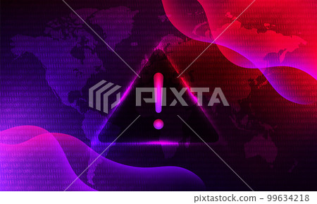 Attention Danger Hacking. Symbol on Purple and Red. Map Background. Security protection, Malware, Hack Attack, Data Breach. System hacked error, Attacker alert sign computer virus. Ransomware. Vector Attention Danger Hacking. Symbol on Purple and Red. Map Background. Security protection, Malware, Hack Attack, Data Breach. System hacked error, Attacker alert sign computer virus. Ransomware. Vector 99634218