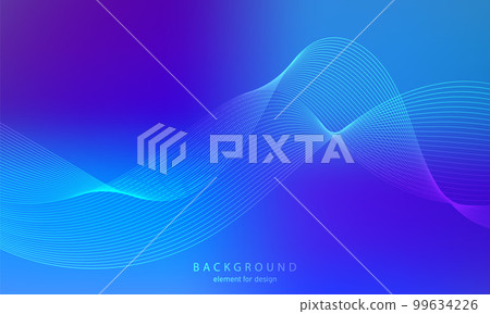 Abstract gradient background. Wave element for design. Digital frequency track equalizer. Stylized line art. Colorful shiny wave with lines. Trendy color blue. Curved wavy smooth stripe. Vector. Abstract gradient background. Wave element for design. Digital frequency track equalizer. Stylized line art. Colorful shiny wave with lines. Trendy color blue. Curved wavy smooth stripe. Vector. 99634226