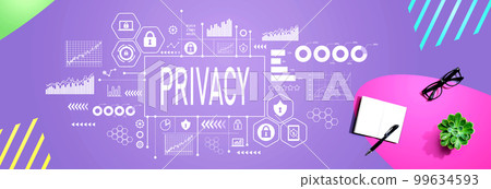 Privacy theme with notebook and pen 99634593