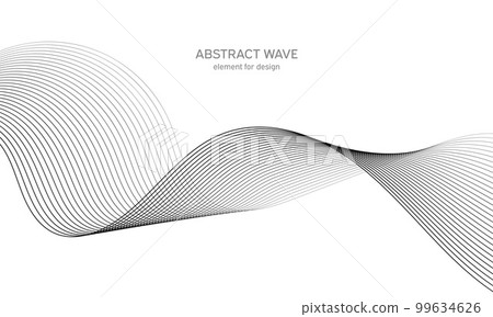 Abstract wave element for design. Digital frequency track equalizer. Stylized line art background. Vector illustration. Wave with lines created using blend tool. Curved wavy line, smooth stripe. Abstract wave element for design. Digital frequency track equalizer. Stylized line art background. Vector illustration. Wave with lines created using blend tool. Curved wavy line, smooth stripe. 99634626