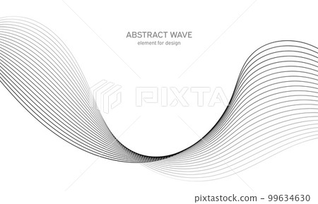Abstract wave element for design. Digital frequency track equalizer. Stylized line art background. Vector illustration. Wave with lines created using blend tool. Curved wavy line, smooth stripe. Abstract wave element for design. Digital frequency track equalizer. Stylized line art background. Vector illustration. Wave with lines created using blend tool. Curved wavy line, smooth stripe. 99634630