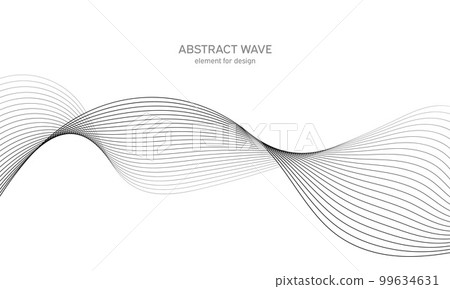 Abstract wave element for design. Digital frequency track equalizer. Stylized line art background. Vector illustration. Wave with lines created using blend tool. Curved wavy line, smooth stripe. Abstract wave element for design. Digital frequency track equalizer. Stylized line art background. Vector illustration. Wave with lines created using blend tool. Curved wavy line, smooth stripe. 99634631