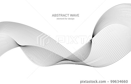 Abstract wave element for design. Digital frequency track equalizer. Stylized line art background. Vector illustration. Wave with lines created using blend tool. Curved wavy line, smooth stripe. Abstract wave element for design. Digital frequency track equalizer. Stylized line art background. Vector illustration. Wave with lines created using blend tool. Curved wavy line, smooth stripe. 99634660