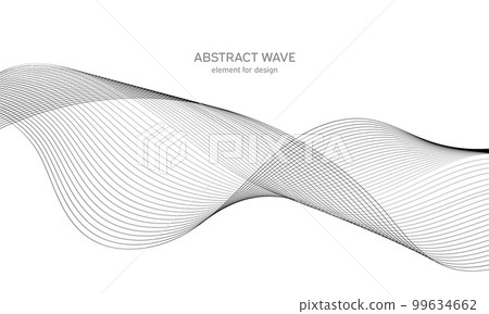 Abstract wave element for design. Digital frequency track equalizer. Stylized line art background. Vector illustration. Wave with lines created using blend tool. Curved wavy line, smooth stripe. Abstract wave element for design. Digital frequency track equalizer. Stylized line art background. Vector illustration. Wave with lines created using blend tool. Curved wavy line, smooth stripe. 99634662