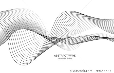 Abstract wave element for design. Digital frequency track equalizer. Stylized line art background. Vector illustration. Wave with lines created using blend tool. Curved wavy line, smooth stripe. Abstract wave element for design. Digital frequency track equalizer. Stylized line art background. Vector illustration. Wave with lines created using blend tool. Curved wavy line, smooth stripe. 99634687