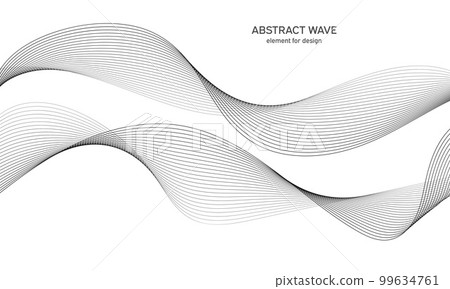 Abstract wave element for design. Digital frequency track equalizer. Stylized line art background. Vector illustration. Wave with lines created using blend tool. Curved wavy line, smooth stripe. Abstract wave element for design. Digital frequency track equalizer. Stylized line art background. Vector illustration. Wave with lines created using blend tool. Curved wavy line, smooth stripe. 99634761