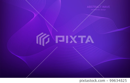 Abstract wave element for design. Digital frequency track equalizer. Stylized line art background. Colorful shiny wave with lines created using blend tool. Curved wavy line, smooth stripe Vector 99634825