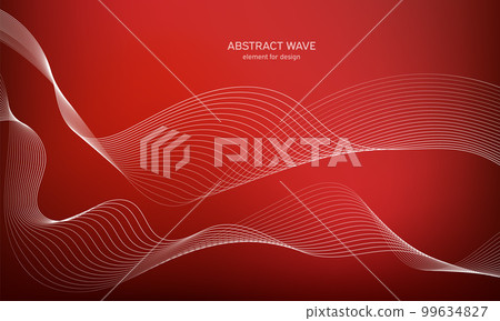 Abstract wave element for design. Digital frequency track equalizer. Stylized line art background. Colorful shiny wave with lines created using blend tool. Curved wavy line, smooth stripe Vector 99634827