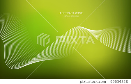 Abstract wave element for design. Digital frequency track equalizer. Stylized line art background. Colorful shiny wave with lines created using blend tool. Curved wavy line, smooth stripe Vector 99634828