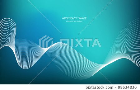 Abstract wave element for design. Digital frequency track equalizer. Stylized line art background. Colorful shiny wave with lines created using blend tool. Curved wavy line, smooth stripe Vector 99634830