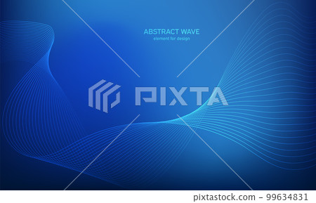 Abstract wave element for design. Digital frequency track equalizer. Stylized line art background. Colorful shiny wave with lines created using blend tool. Curved wavy line, smooth stripe Vector 99634831