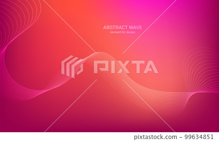 Abstract wave element for design. Digital frequency track equalizer. Stylized line art background. Colorful shiny wave with lines created using blend tool. Curved wavy line, smooth stripe Vector 99634851