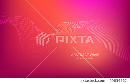 Abstract wave element for design. Digital frequency track equalizer. Stylized line art background. Colorful shiny wave with lines created using blend tool. Curved wavy line, smooth stripe Vector 99634862