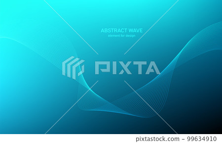 Abstract wave element for design. Digital frequency track equalizer. Stylized line art background. Colorful shiny wave with lines created using blend tool. Curved wavy line, smooth stripe Vector 99634910