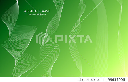 Abstract wave element for design. Digital frequency track equalizer. Stylized line art background. Colorful shiny wave with lines created using blend tool. Curved wavy line, smooth stripe Vector 99635006