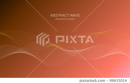Abstract wave element for design. Digital frequency track equalizer. Stylized line art background. Colorful shiny wave with lines created using blend tool. Curved wavy line, smooth stripe Vector 99635014