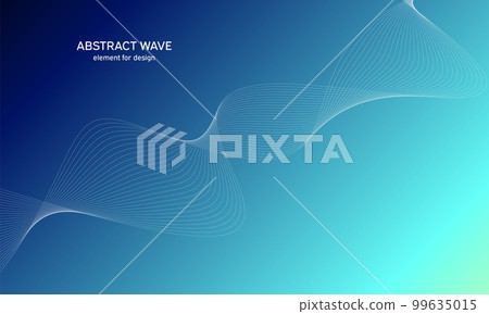 Abstract wave element for design. Digital frequency track equalizer. Stylized line art background. Colorful shiny wave with lines created using blend tool. Curved wavy line, smooth stripe Vector 99635015