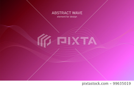 Abstract wave element for design. Digital frequency track equalizer. Stylized line art background. Colorful shiny wave with lines created using blend tool. Curved wavy line, smooth stripe Vector 99635019
