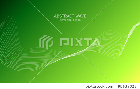 Abstract wave element for design. Digital frequency track equalizer. Stylized line art background. Colorful shiny wave with lines created using blend tool. Curved wavy line, smooth stripe Vector 99635025