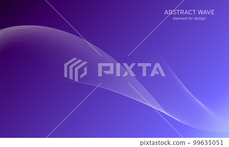 Abstract wave element for design. Digital frequency track equalizer. Stylized line art background. Colorful shiny wave with lines created using blend tool. Curved wavy line, smooth stripe Vector 99635051