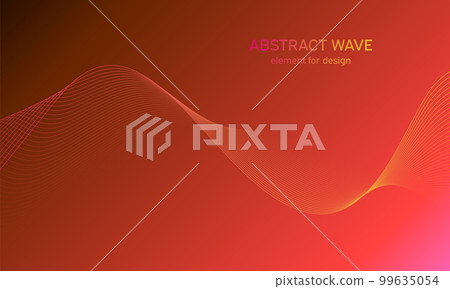 Abstract wave element for design. Digital frequency track equalizer. Stylized line art background. Colorful shiny wave with lines created using blend tool. Curved wavy line, smooth stripe Vector 99635054