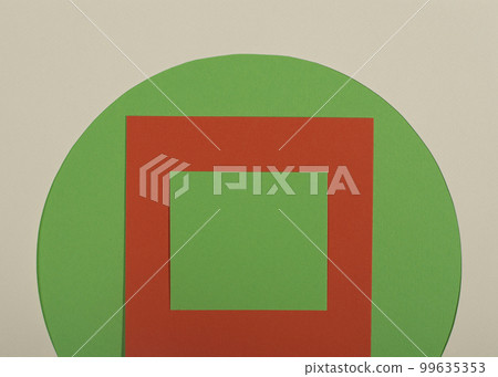 Abstract geometric paper background. Green, orange and white colours. 99635353